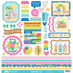 Doodlebug - Summer Fun This & That Cardstock Sticker Sheet 12x12