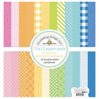 Doodlebug - Summer Fun 12x12 Petite Print Assortment Paper Pack 12/Pkg