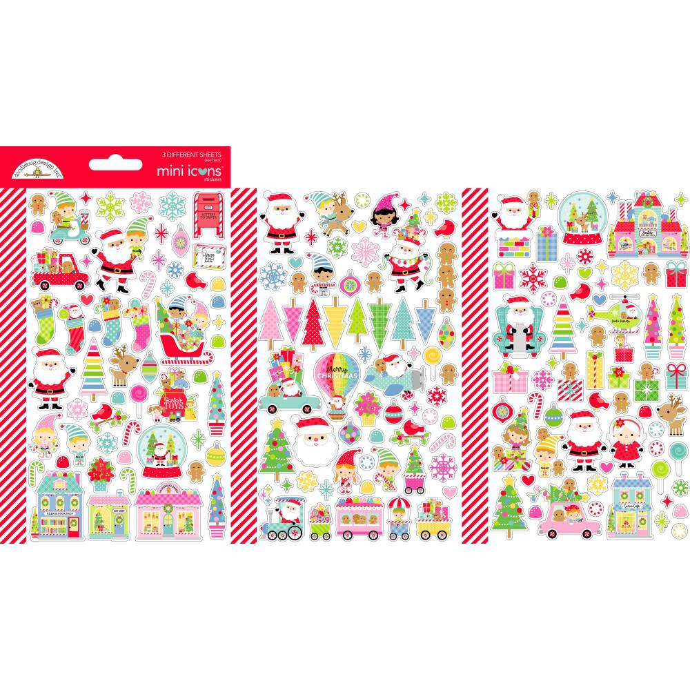 Doodlebug - Oh What Fun Mini Icon Stickers - 3 Sheets