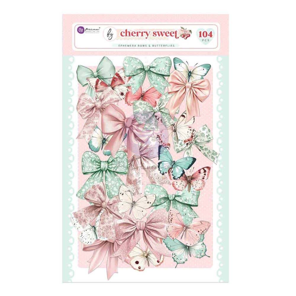 Prima - Cherry Sweet Bows & Butterflies Ephemera 104/Pkg