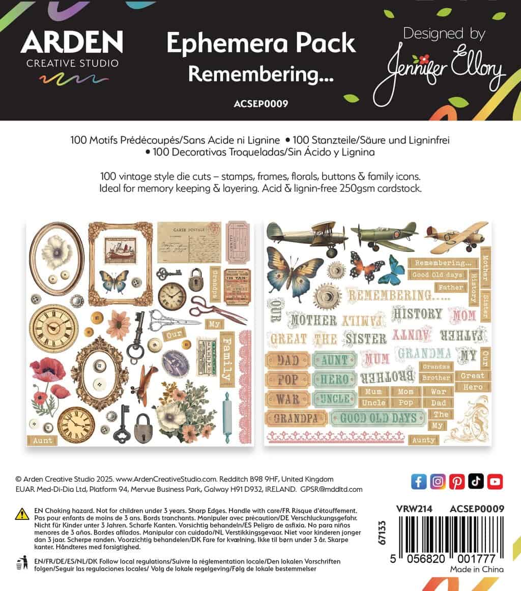 Arden Creative - Remembering Ephemera Pack 100/Pkg