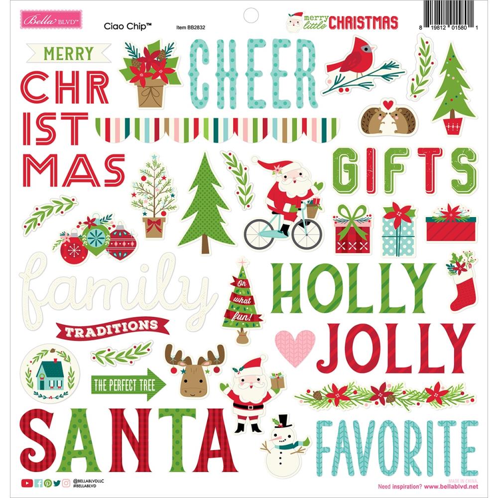 Bella Blvd - Merry Little Christmas Ciao Chipboard Stickers 12x12