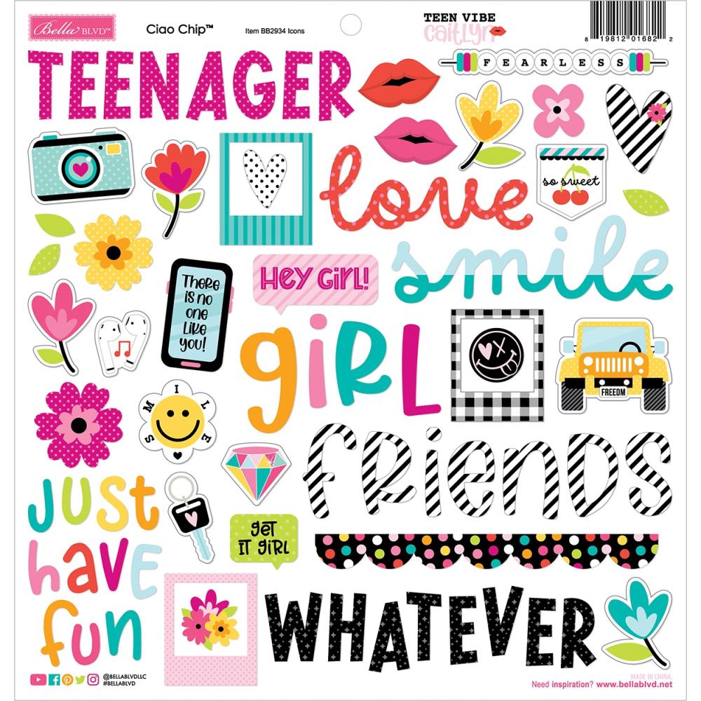 Bella Blvd - Teen Vibe Caitlyn Ciao Chip 12x12 Chipboard Stickers