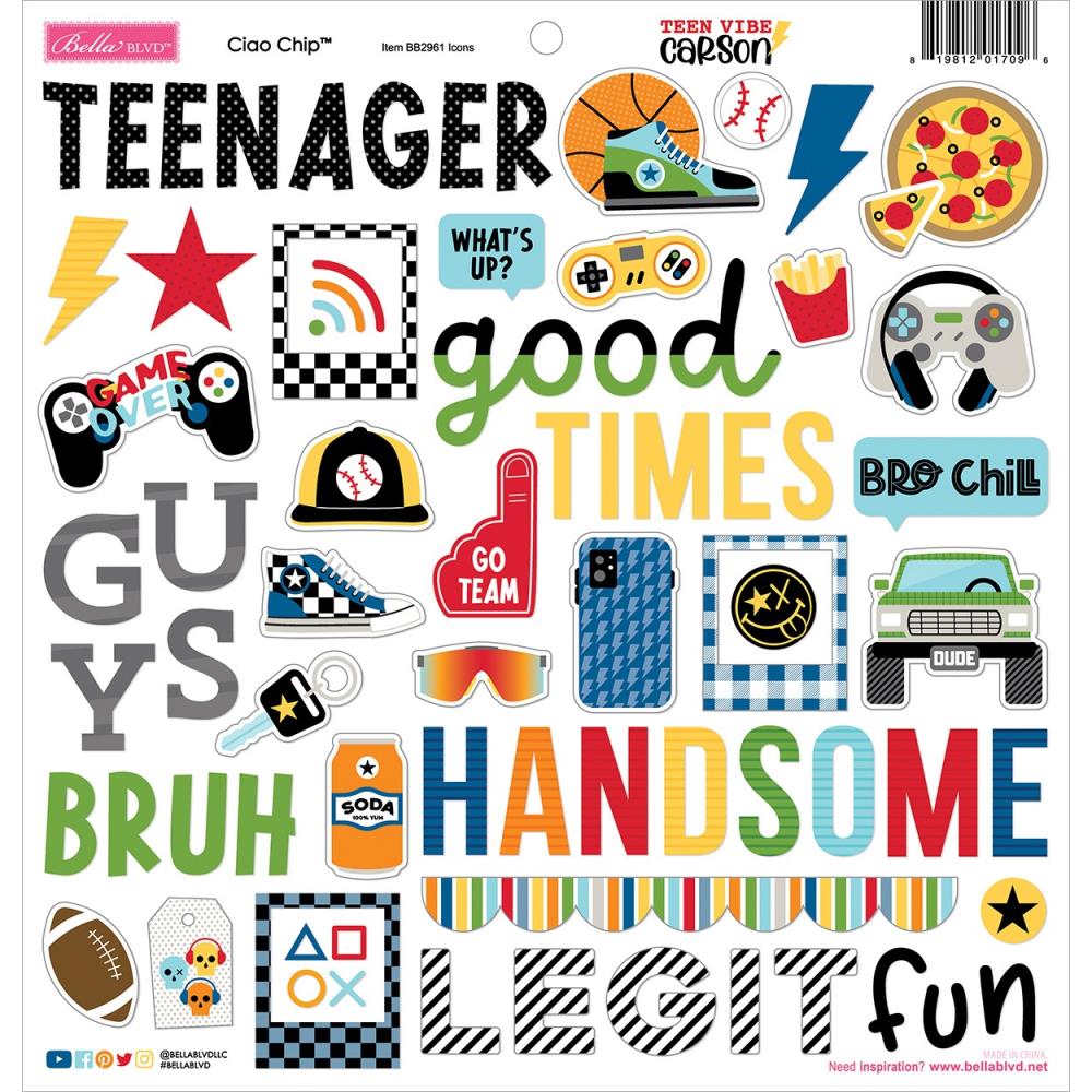 Bella Blvd - Teen Vibe Carson Ciao Chip 12x12 Chipboard Stickers