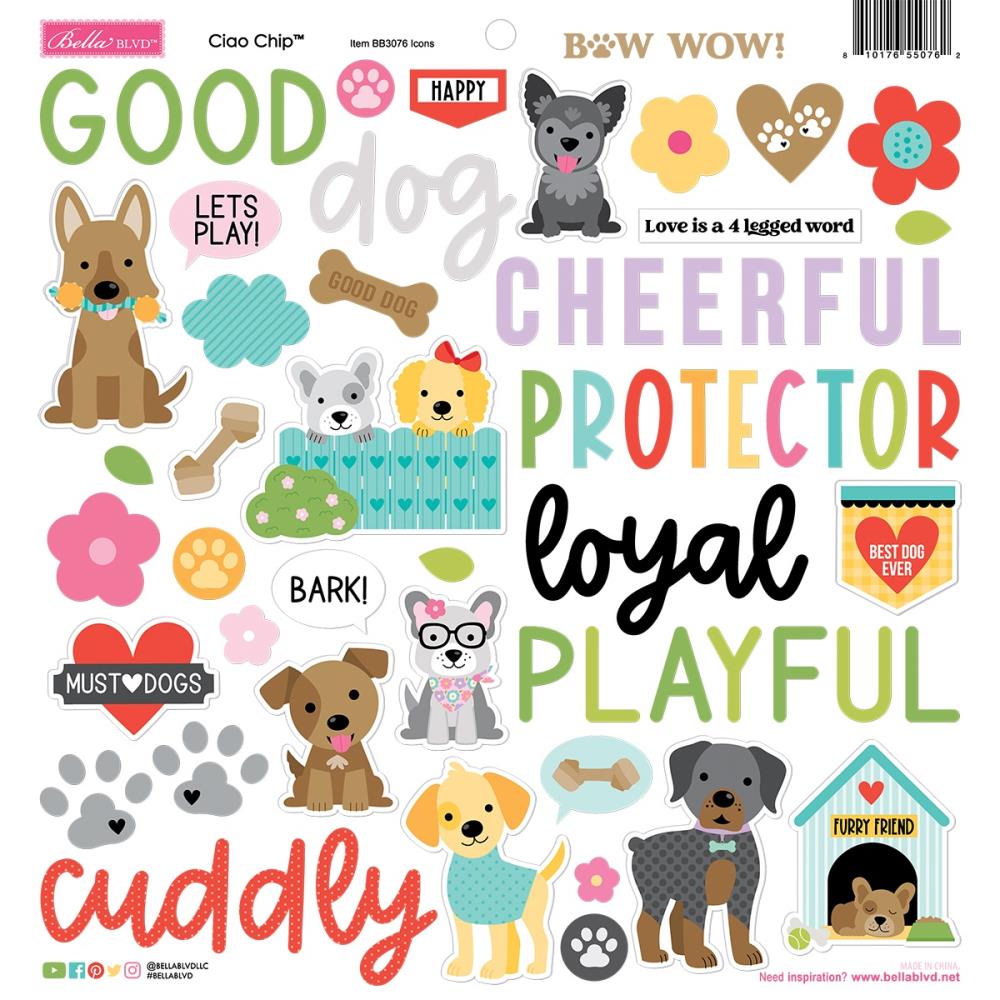 Bella Blvd - Bow Wow Ciao Chipboard Stickers 12x12