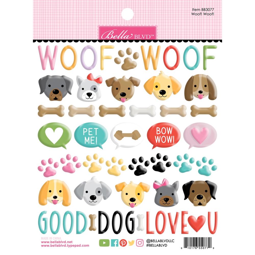 Bella Blvd - Bow Wow Puffy Stickers - Woof! Woof!