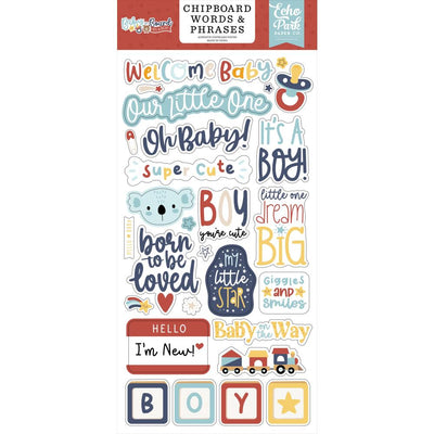 Echo Park - Baby on Board It's a Boy Chipboard Words & Phrases 6x13