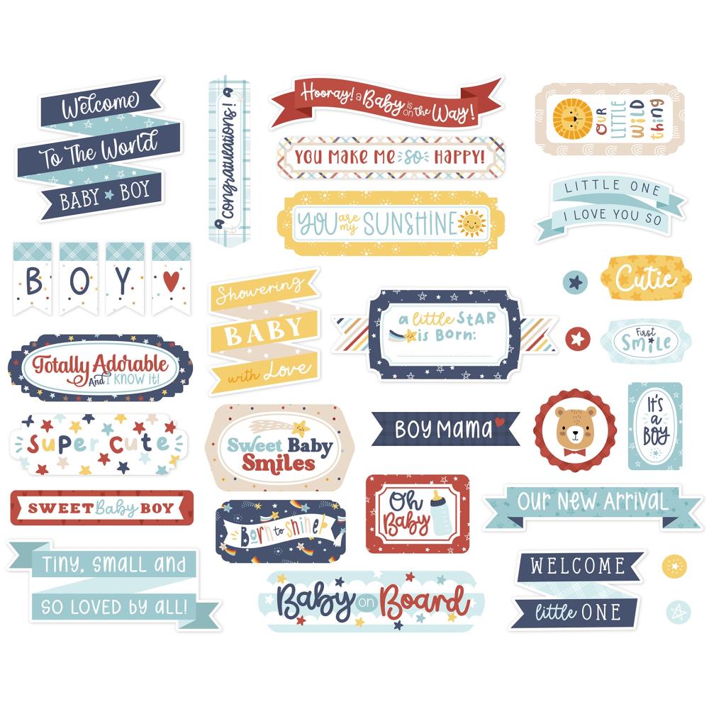 Echo Park - Baby on Board It's a Boy Titles & Phrases Die Cuts