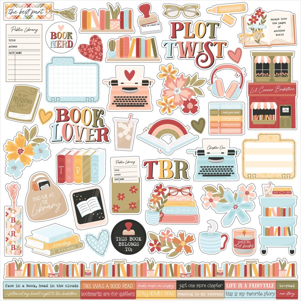 Echo Park - Bookish Element Sticker Sheet 12x12