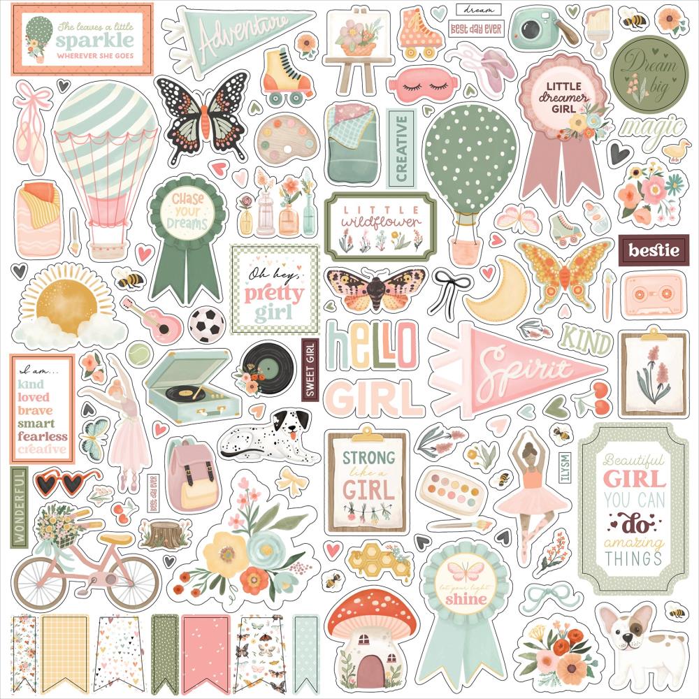 Carta Bella - That's My Girl 12x12 Element Cardstock Sticker Sheet