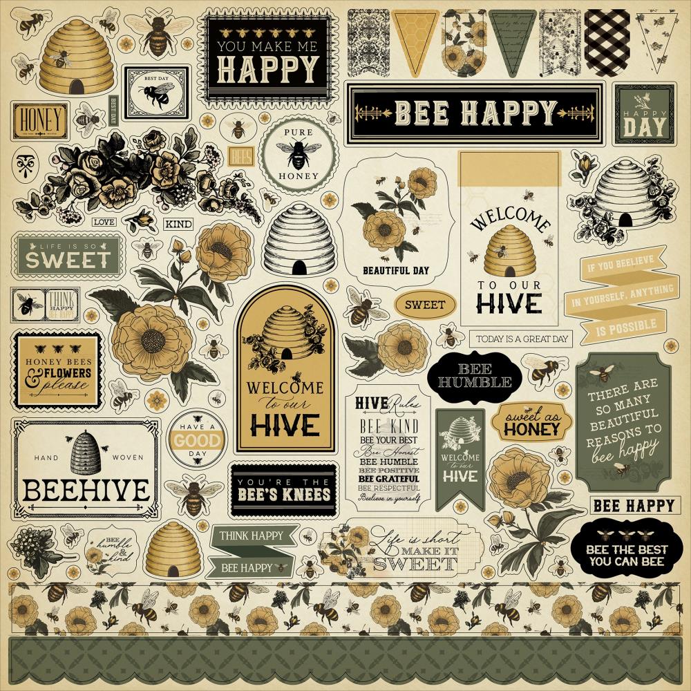 Carta Bella - Honey Bee 12x12 Cardstock Element Sticker Sheet