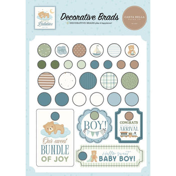 Carta Bella - Little Lullabies Baby Boy Decorative Brads