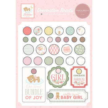 Carta Bella - Little Lullabies Baby Girl Decorative Brads