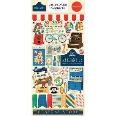 Carta Bella - Mercantile Chipboard Stickers - Accents 6x13