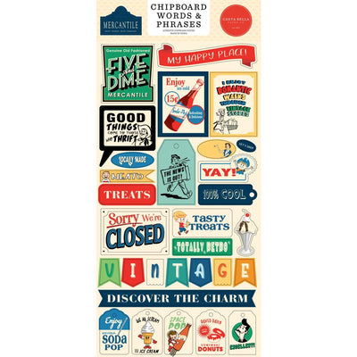 Carta Bella - Mercantile Chipboard Stickers - Words & Phrases 6x13