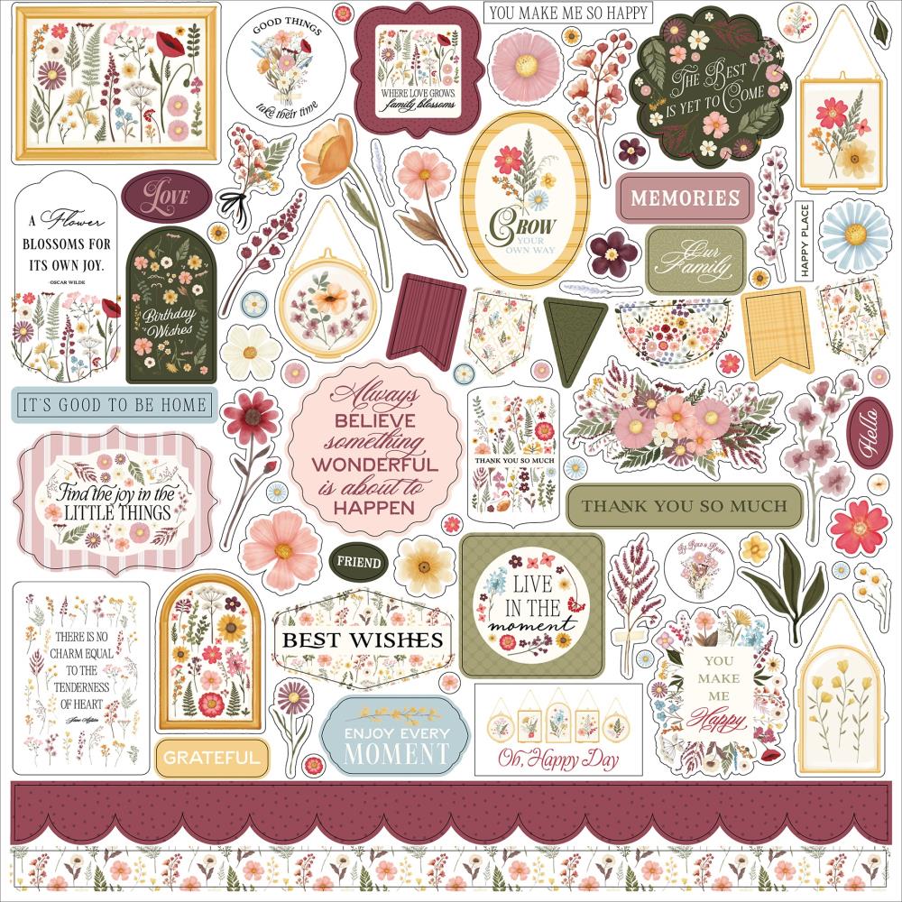 Carta Bella - Pressed Floral Element Sticker Sheet 12x12