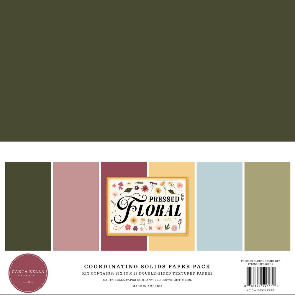 Carta Bella - Pressed Floral Solids Paper Pack 6/Pkg