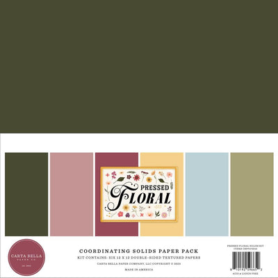Carta Bella - Pressed Floral Solids Paper Pack 6/Pkg