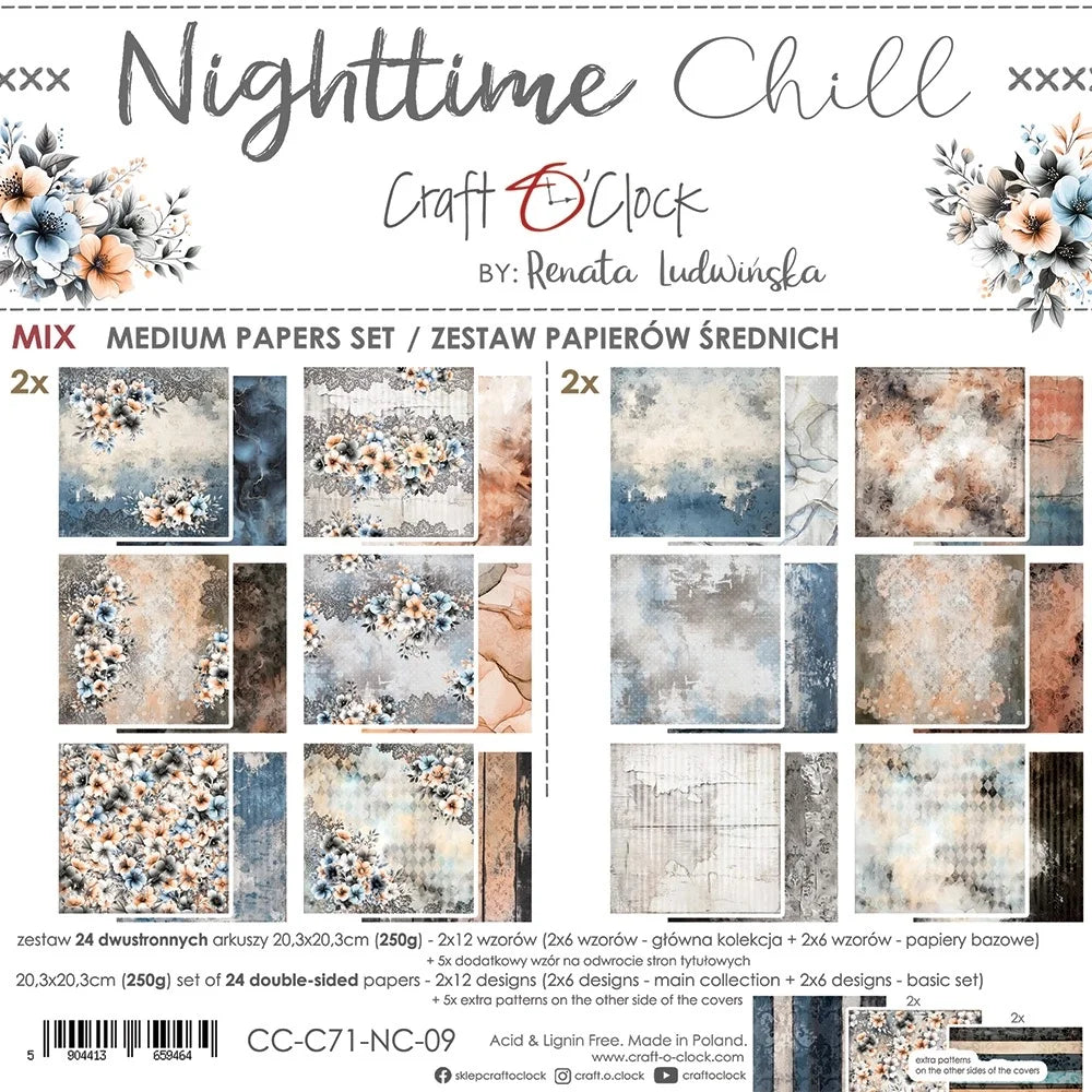 Craft O'Clock - Nighttime Chill 8x8 Mix Papers Set