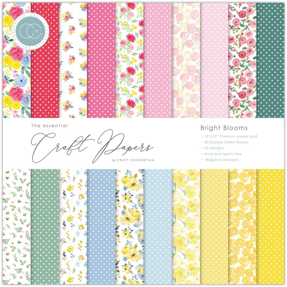 Craft Consortium Paper Pad 12"X12" 30/Pkg - Bright Blooms