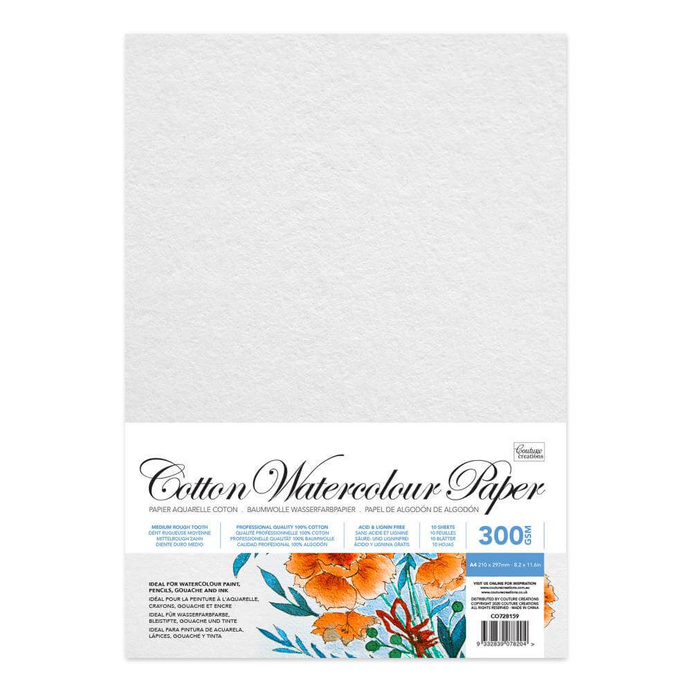 Couture Creations Cotton Watercolour Paper A4 - 10 sheets