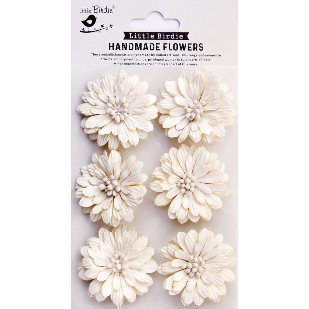 Little Birdie Astra Paper Flowers 6/Pkg - Ivory