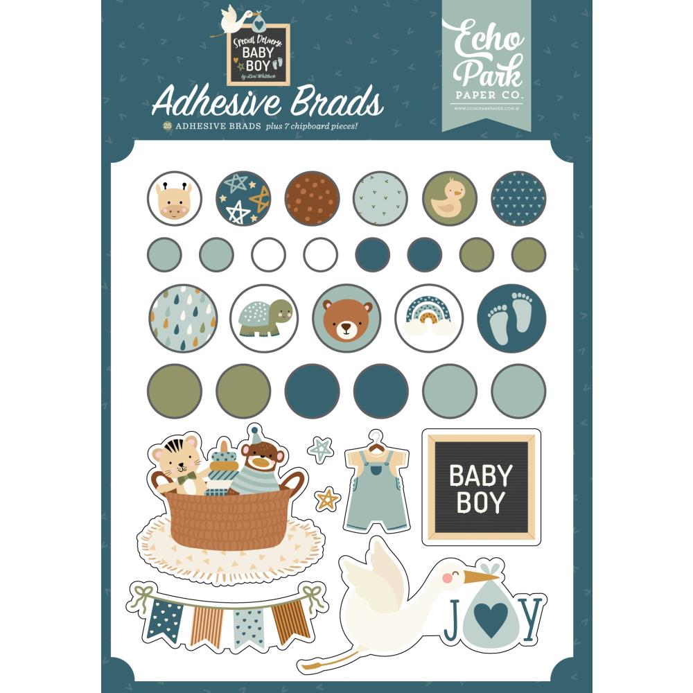 Echo Park - Special Delivery Baby Boy Decorative Brads