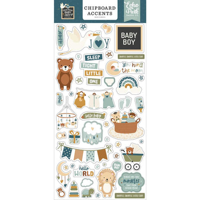 Echo Park - Special Delivery Baby Boy Chipboard Accents 6x13