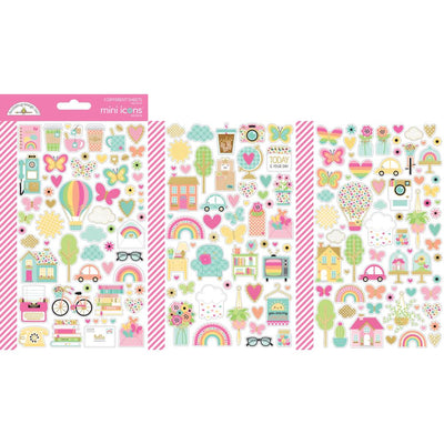 Doodlebug - Hello Again Collection - Cardstock Stickers - Mini Icons