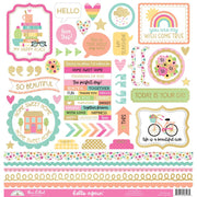 Doodlebug - Hello Again Collection - This & That Cardstock Sticker Sheet 12x12