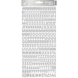 Doodlebug - Alphabet Soup Puffy Alpha Stickers - Silver