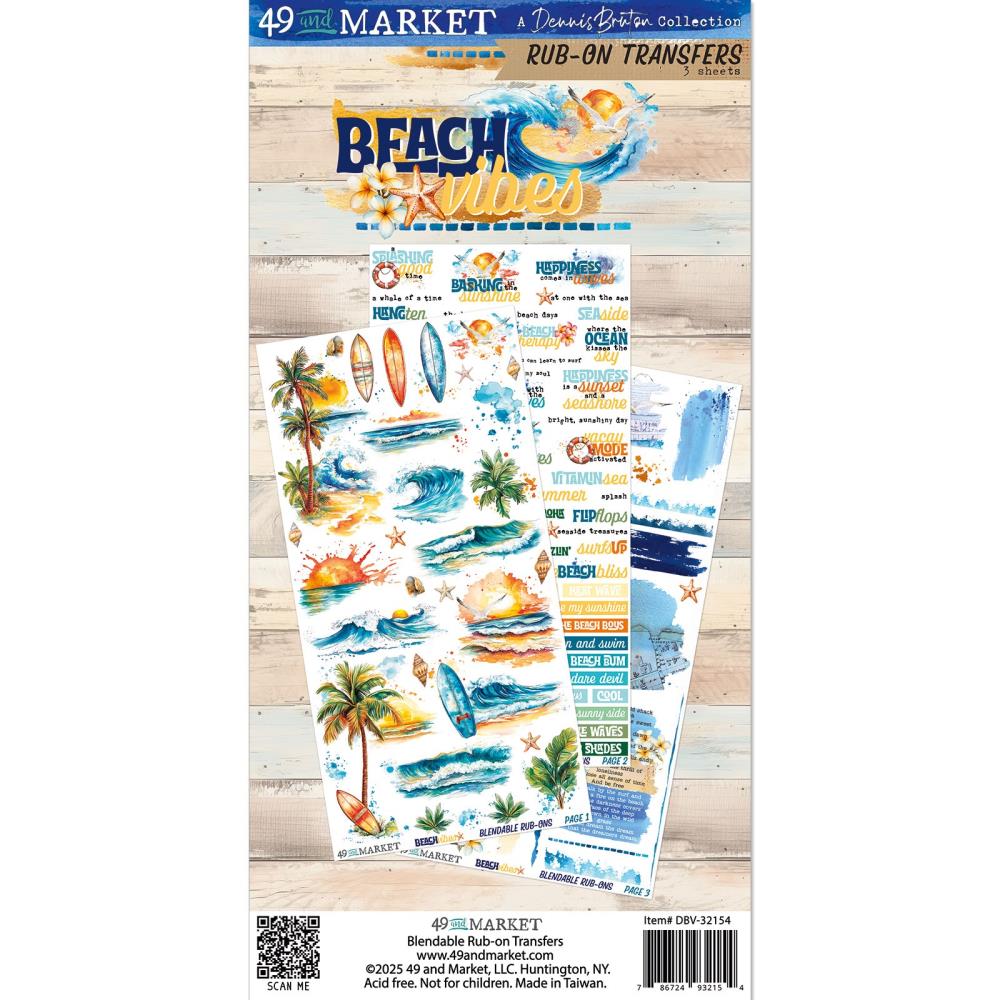 49 and Market - Beach Vibes Rub-On Transfers