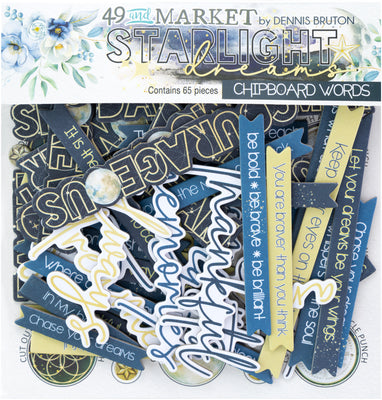 49 and Market - Starlight Dreams Chipboard Words 65/Pkg