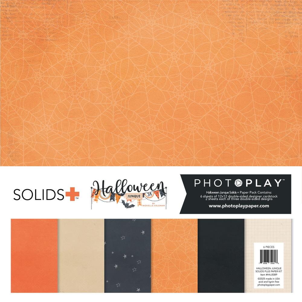 Photo Play - Halloween Junque Solids+ Paper Kit 12"X12" 6/Pkg