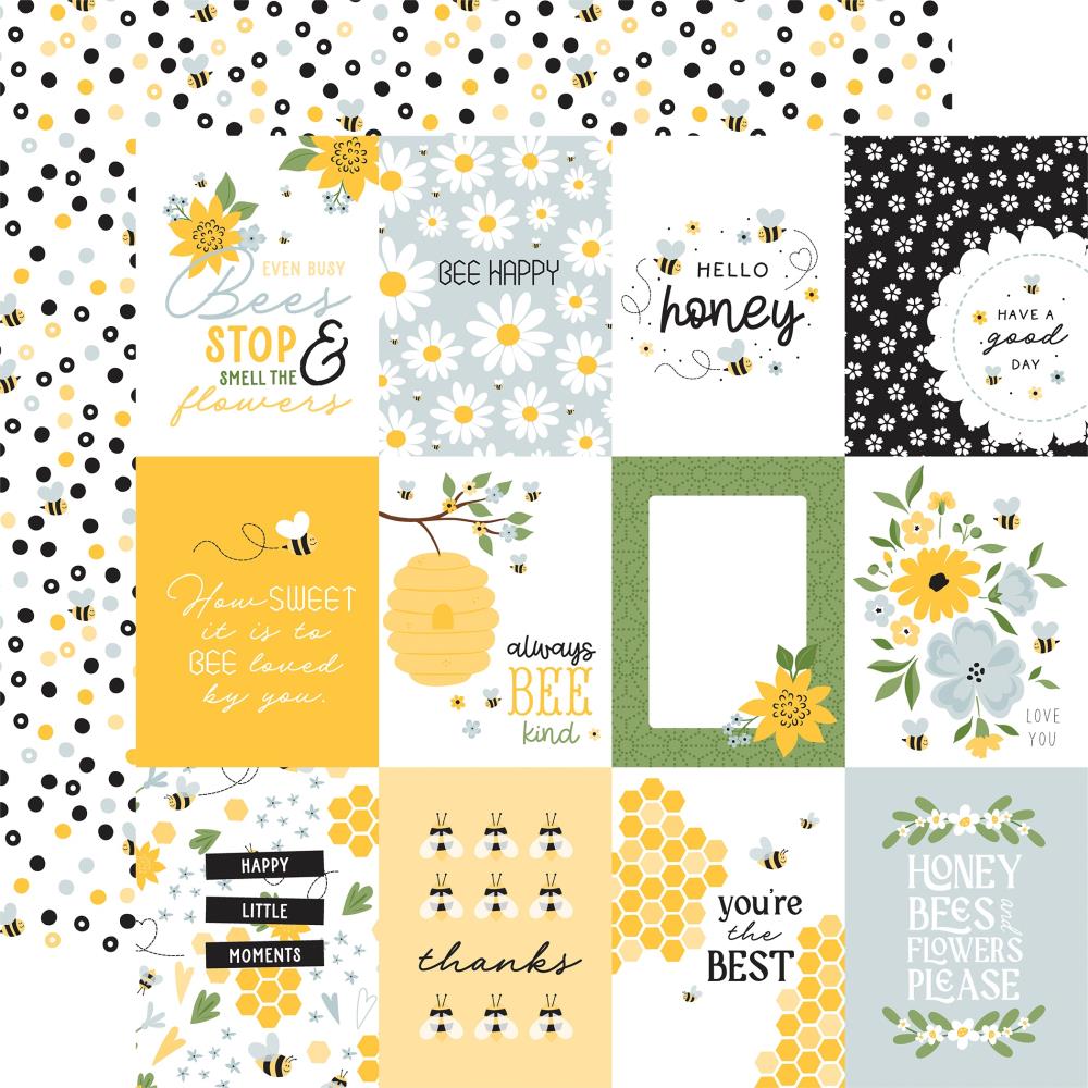 Echo Park - Happy As Can Bee Paper - 3x4 Journaling Cards