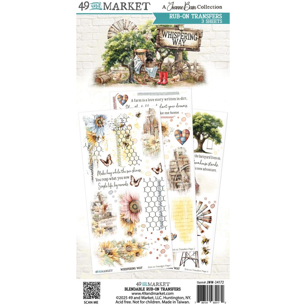 49 and Market - Whispering Way Blendable Rub-On Transfer Set 6"X12"