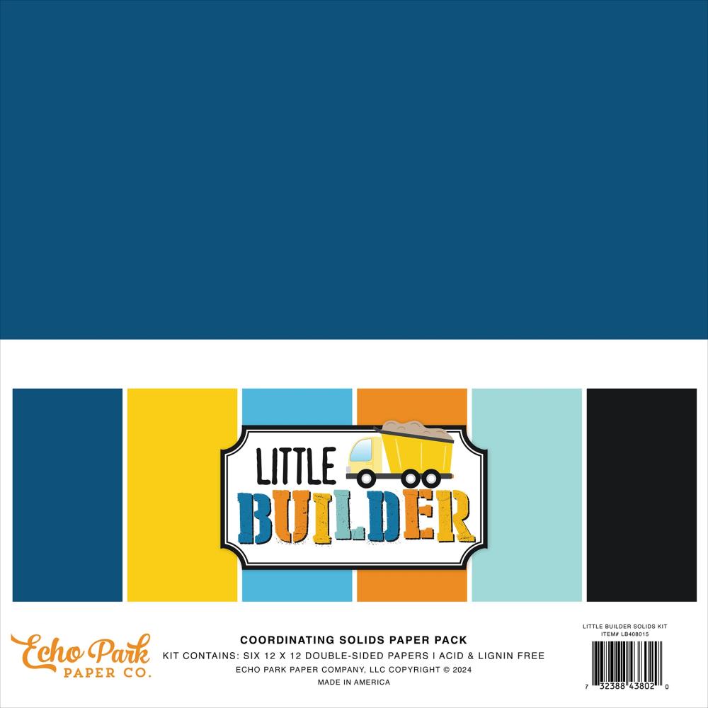 Echo Park - Little Builder Solids Paper Pack 12x12