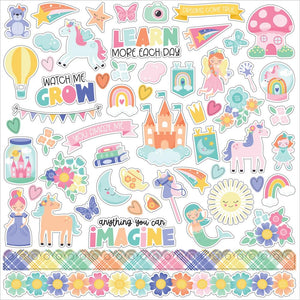 Echo Park - My Little Girl 12x12 Cardstock Element Sticker Sheet