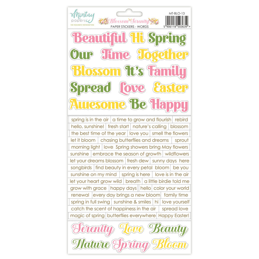 Mintay - Blossom Serenity Paper Stickers - Words