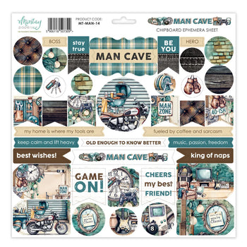 Mintay - Man Cave Chipboard Ephemera 12x12 Sheet