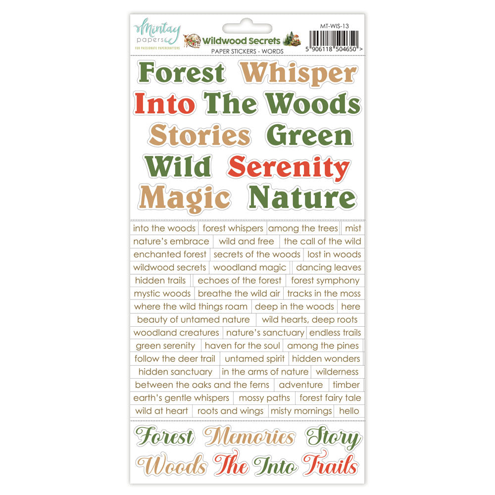 Mintay - Wildwood Secrets Paper Stickers - Words