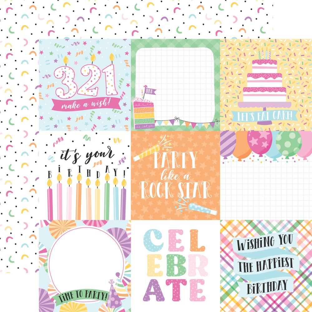 Echo Park - Make a Wish Birthday Girl Paper - 4X4 Journaling Cards