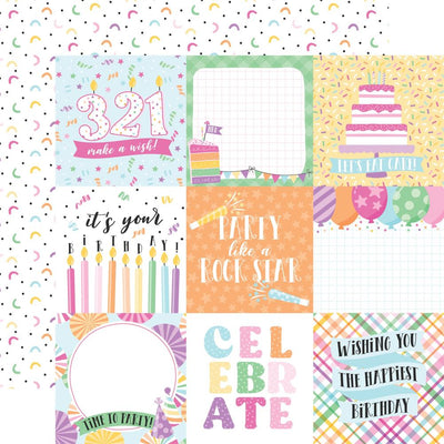 Echo Park - Make a Wish Birthday Girl Paper - 4X4 Journaling Cards