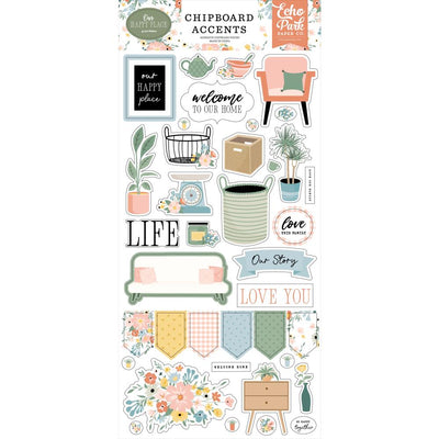 Echo Park - Our Happy Place Chipboard Accent Stickers 6x13