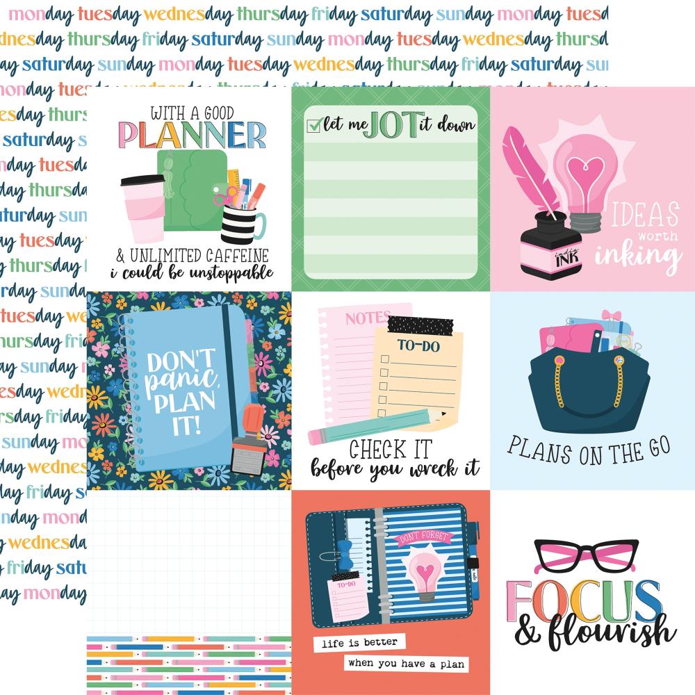 Echo Park - Plan On It Paper - 4X4 Journaling Cards