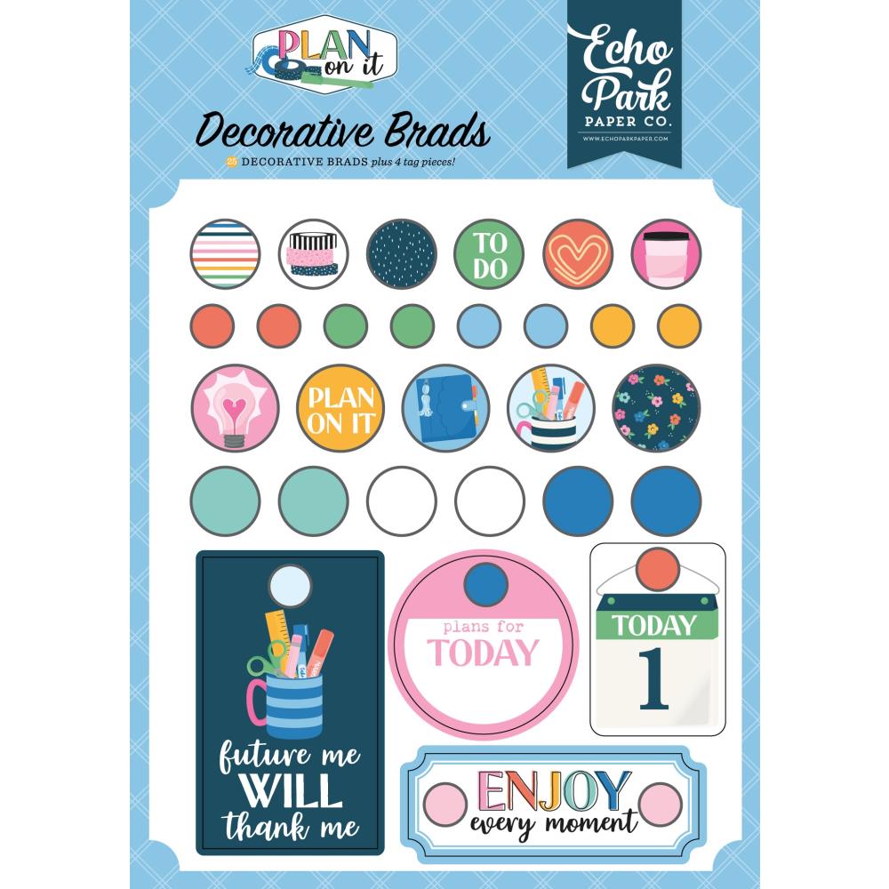 Echo Park - Plan On It Decorative Brads 30/Pkg