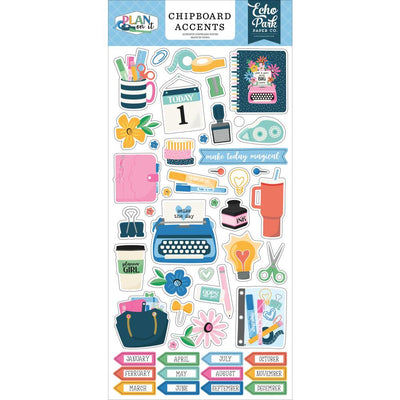 Echo Park - Plan On It Chipboard Stickers - Accents 6x13