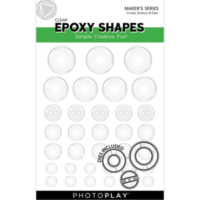 Photo Play - Clear Epoxy Shapes With Die - Circles & Buttons