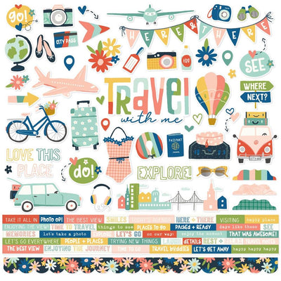 Simple Stories - Pack Your Bags Cardstock Stickers 12