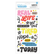 American Crafts - Whatevs Collection - Puffy Stickers - Phrase - Glossy Puffy - 74/Pkg